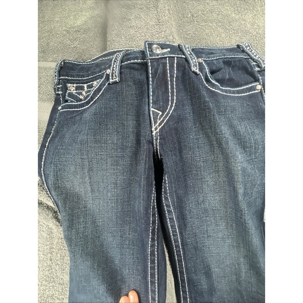 True‎ Religion -Disco Joey Big T  Flair Denim Jeans Swarovski Crystal Size 32x27